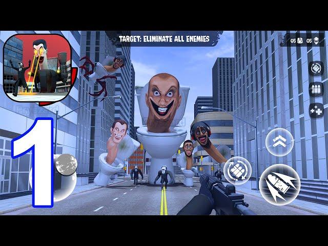 Skbidi Toilet War: FPS Shooter - Gameplay Walkthrough Part 1 Levels 1-6 (iOS, Android)