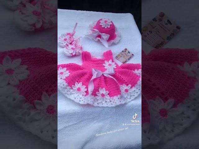 Crochet 0-3 month baby girl dress set #babyclothing #crochet #baby #babyclothes #newborn #nowtrend