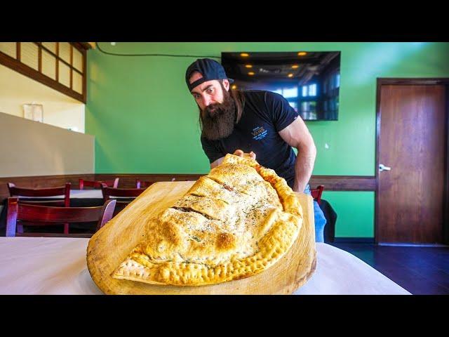 "THERE'S NO WAY"...BARTENDER DOUBTS I CAN FINISH THIS GIANT PANZAROTTI CHALLENGE | BeardMeatsFood