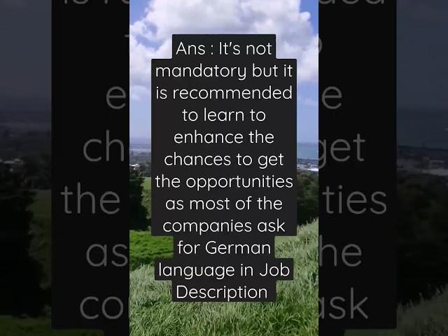 Is it mandatory to have German Language to get a Job in Germany ?? SAP Career Guidance by Ganesh