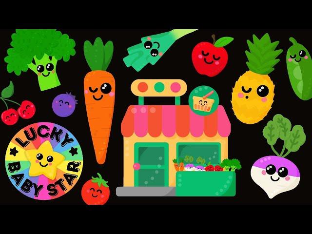 Dancing Fruit & Veggies Go To The Grocery Store!  Daily Life Sensory Video for Toddlers 