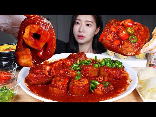 ASMR MUKBANG |  Spicy Food  Super Spicy Braised Beef Feet Spicy Chilies & Rice Ball & Steamed Egg