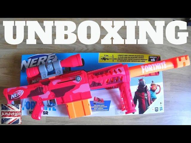 New Nerf Fortnite Heavy SR Unboxing : Fornite Heavy Nerf Sniper Rifle Review, Combos and Barrel Mod