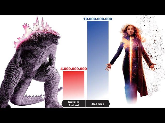 GODZILLA EVOLVED vs Top 10 Strongest X-MEN Characters Power Levels