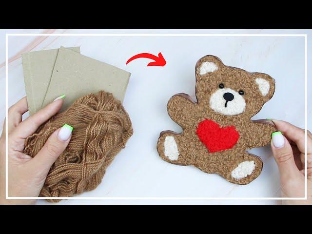 Making a Bear from Yarn and Cardboard  Easy decor  Recycling idea  DIY NataliDoma