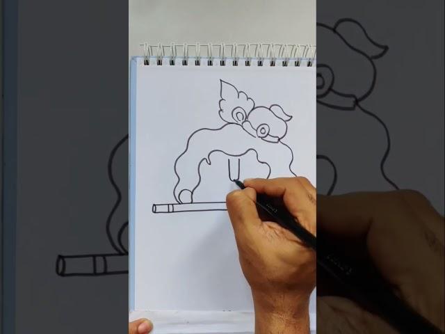 Quick simple and easy drawing of  little krishna/ little krishna drawing in easy steps