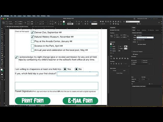 InDesign 2022 - Using a Combo Box or List Box in your Basic Form