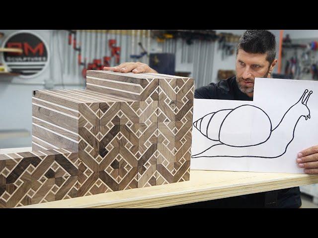 Amazing sculpture carved from patterned wood