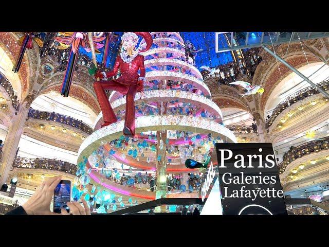 Paris France  - Christmas walk in Paris - Galeries Lafayette - 4K HDR 60 fps