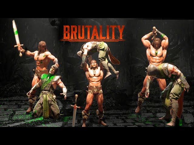 MK1 Conan the Barbarian All Fatalities, Brutalities, Animality, Fatal Blow, Ending, Taunts & Victory