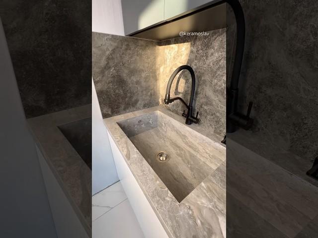 Раковина и столешница из керамогранита#keramoslav #diy #плиточникмосква #плитка #керамогранит