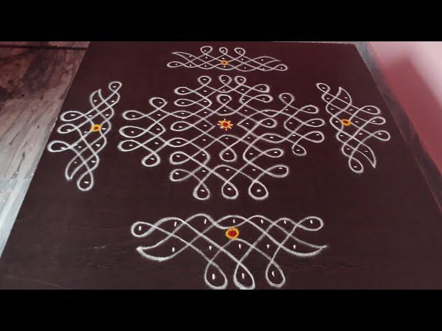 9 dots sikku kolam | Friday Muggulu | Easy Melikala Muggulu with Border | Simple Rangoli Designs