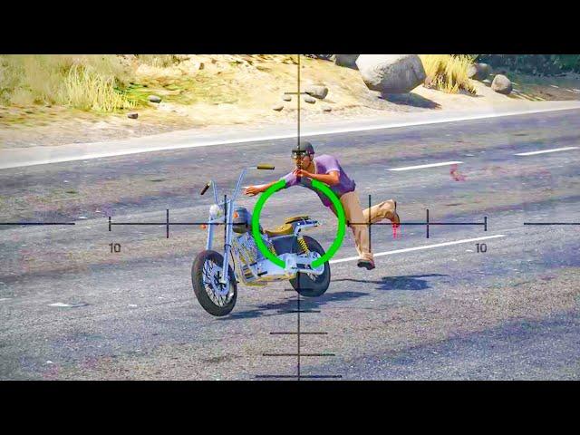 GTA V - Shooting Highway Bikers in Slow Motion Episode 02 (Euphoria physics)