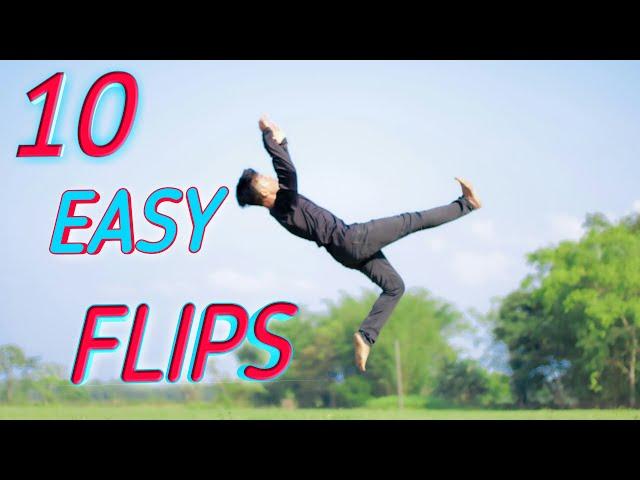 Best top 10 easy flips | How to start flips - Anyone can do it 