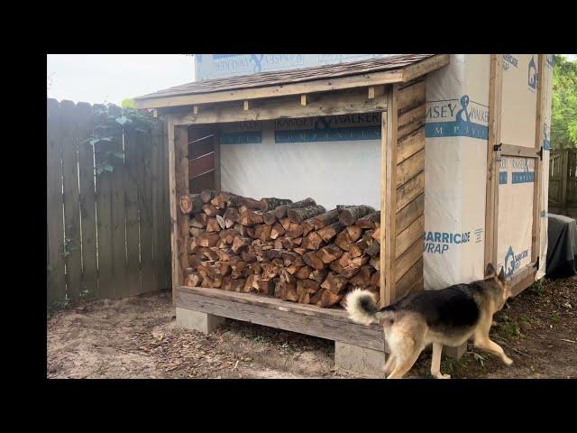 Firewood shed timelapse from reclaimed wood.