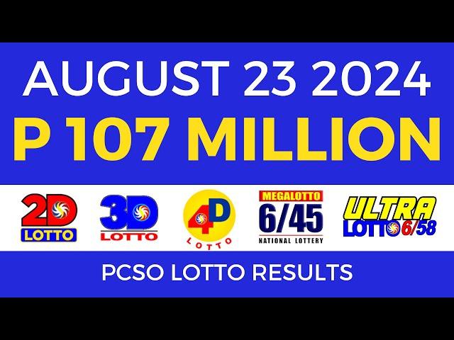 Lotto Result Today 9pm August 23 2024 | PCSO Complete