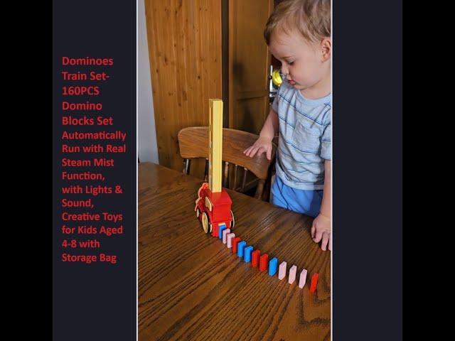 Dominoes Train Set- 160PCS Domino Blocks Set Automatically Run with Real Mist Steam Function