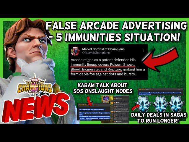 Arcade False Advertising 5 Immunities Situation | Arena Results | Kabam on SOS Onslaught Nodes [MCN]