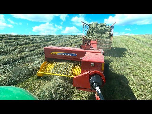 Baling Hay On A Dairy Farm l 1st Crop Small Square Bales l 2024 Hay Season