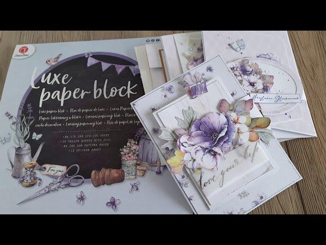 5 Karten mit einem Luxe Paper Block, von #actiondeutschland  #decotimecrafts Fun Fold Karte basteln