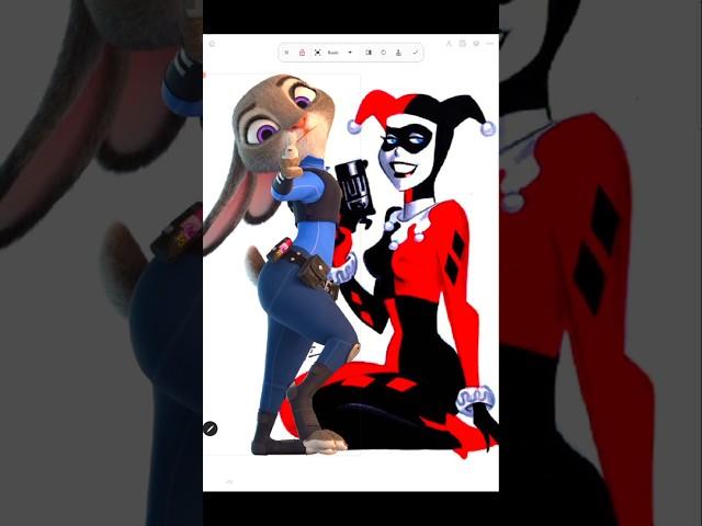 Judy Hopps as Harley Quinn #zootopia #disney #digitalartist #cartoon #comics #shorts