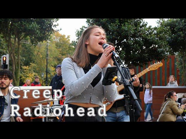 CROWDED STREET STOP IN AMAZEMENT | Radiohead - Creep | Allie Sherlock & The 3 Busketeers