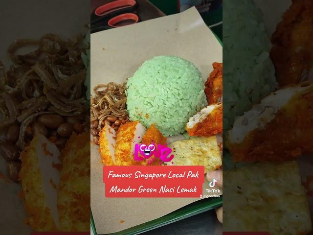 Singapore Famous Local food Pak Mandor Green Nasi Lemak  #food #singaporefood #foodlover #nasilemak