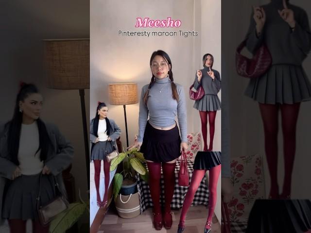 Burgundy tights #Meesho #meeshowinterhaul #meeshofinds #fallcolors #falloutfits