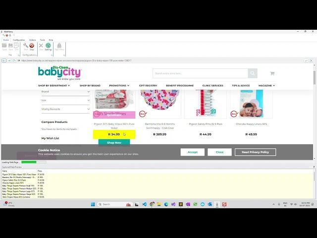 Scraping ww.babycity.co.za Product Data using WebHarvy