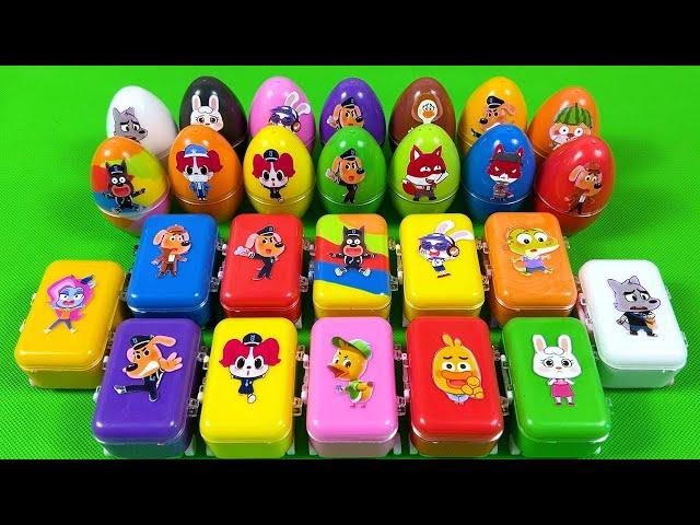 Rainbow Eggs: Finding Sheriff Labrador with CLAY in Suitcase Coloring: Papillon, Dr. Antel,... ASMR