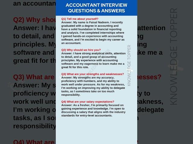 Accountant Interview Questions and Answers | Accounting Job Interview Questions