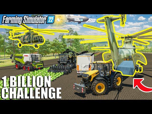 Transporting NEW EQUIPMENT w/ HELICOPTERS | 1 BILLION Challenge | Farming Simulator 22