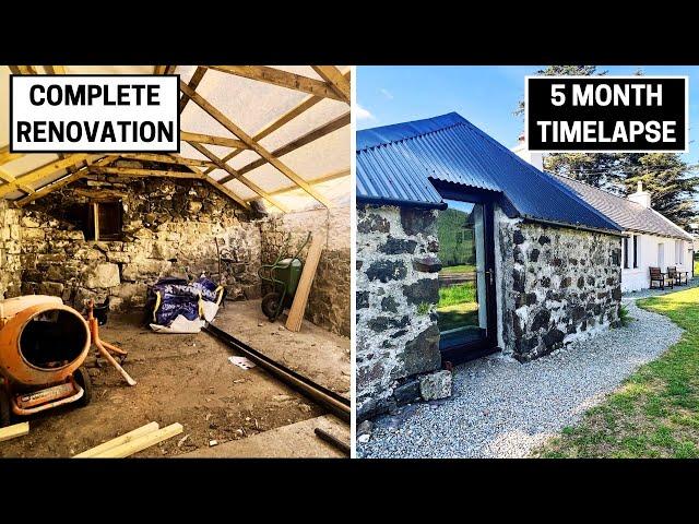 FULL RENOVATION - 5 Months In 45 Minute Timelapse - Transforming Our Crumbling 1800s Outbuilding