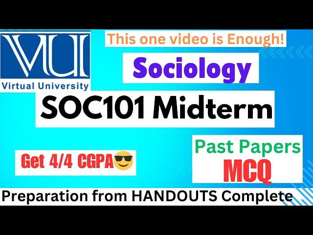 SOC101 Midterm preparation || soc101 past papers repeated MCQ`s || soc101 midterm