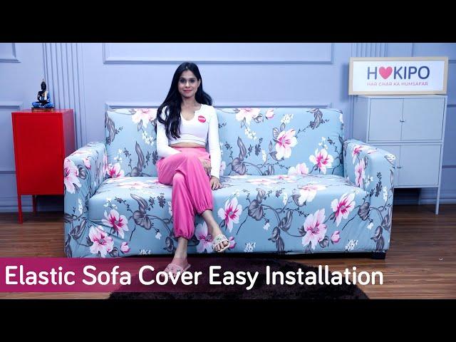 HOKIPO Stretchable Elastic Sofa Cover Installation