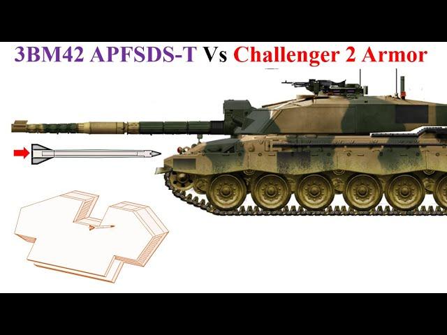 3BM42 APFSDS-T Vs Challenger 2 Frontal Hull Armor