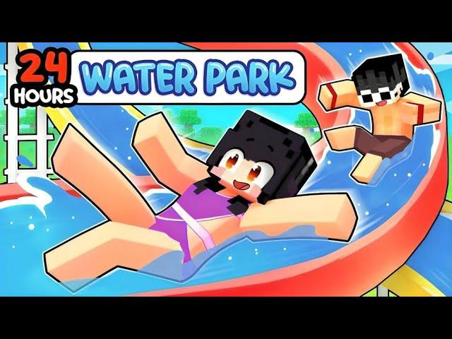 24 HOUR OVERNIGHT at a WATER PARK In Minecraft!