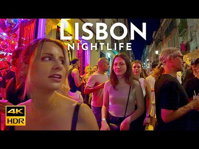 Nightlife in Lisbon Portugal: BAIRRO ALTO Lisboa JULY 2024 - 4K HDR