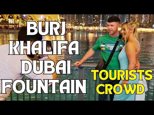 The Dubai Fountain Show | Burj khalifa,Dubai Mall | Downtown Dubai | Tourists Crowd | Dubai, UAE 