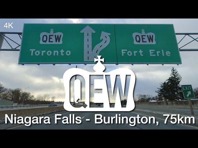 QEW from Niagara Falls to Burlington Ontario with Navigation, 75km