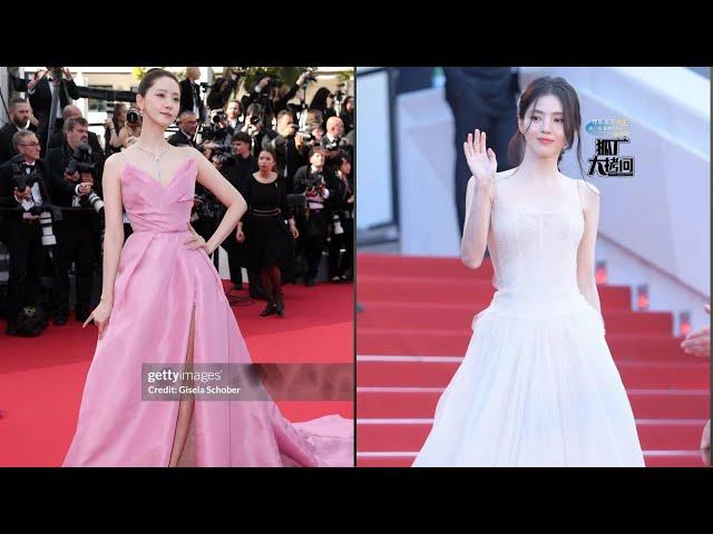 Han So Hee khoe visual trắng phát sáng,Yoona diện váy hồng gây tranh cãi tại thảm đỏ LHP Cannes 2024