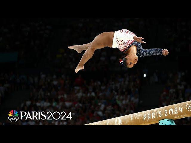 Jordan Chiles shows resilience on beam after fall in all-around final | Paris Olympics | NBC Sports