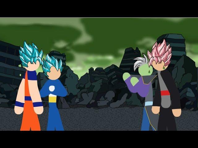 Goku and Vegeta VS Black and Zamasu Stick Fight!!