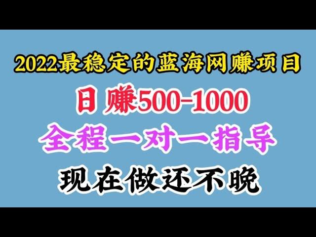 2022最稳定的正规蓝海网赚项目！日赚500-1000元！老王已经稳定操作一年了！知道的人不多！现在做还不晚！