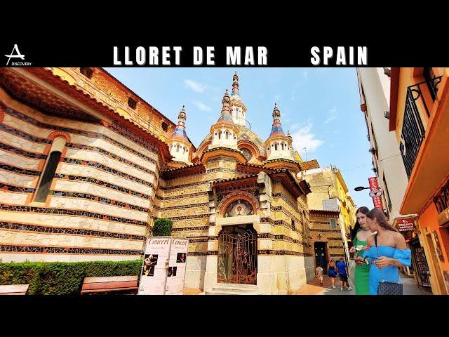 Lloret de Mar, Costa Brava // Old Town and Shopping District // Walking Tour 4K // Hot Day ️