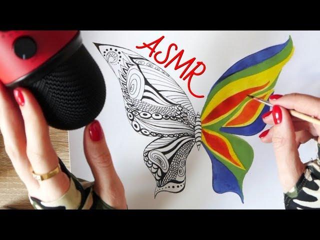 ASMR Fall Asleep with my ART / Drawing Doodle Butterfly 3D Sounds ear to ear / Keep calm and draw on