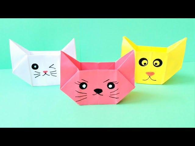 Origami cat box .Easy paper crafts without glue.  Easy Paper Crafts 777
