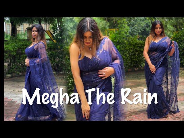 Megha The Rain (shoot 44) saree fashion in trendy and hot blue net saree. #Sareelover #sareefashion