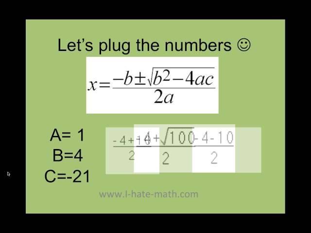 How to use the quadratic formula