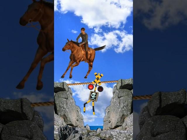 Let me Go First 🫣#funny #railroadcrossing #horseriding # #開かずの踏切 #vfx #animation #踏切カンカン